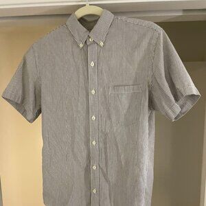 J-Crew Seersucker short sleeve oxford shirt blue and white